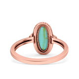 Vintage Style Petite Dainty Lab Opal Ring Solid Oval Oxidized 925 Sterling Silver