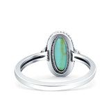 Vintage Style Petite Dainty Lab Opal Ring Solid Oval Oxidized 925 Sterling Silver