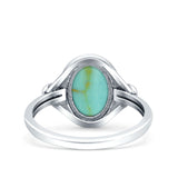 Vintage Style Petite Dainty Lab Opal Ring Solid Oval Oxidized 925 Sterling Silver