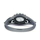 Petite Dainty Vintage Style Oval Thumb Ring Statement Fashion Oxidized Solid 925 Sterling Silver