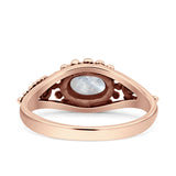 Petite Dainty Vintage Style Oval Thumb Ring Statement Fashion Oxidized Solid 925 Sterling Silver