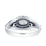Petite Dainty Vintage Style Oval Thumb Ring Statement Fashion Oxidized Solid 925 Sterling Silver