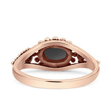 Petite Dainty Vintage Style Oval Thumb Ring Statement Fashion Oxidized Solid 925 Sterling Silver