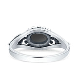 Petite Dainty Vintage Style Oval Thumb Ring Statement Fashion Oxidized Solid 925 Sterling Silver