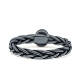 Dainty Braided Celtic Weave Rope Oval Thumb Ring Oxidized Solid 925 Sterling Silver