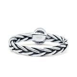 Dainty Braided Celtic Weave Rope Oval Thumb Ring Oxidized Solid 925 Sterling Silver