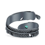 Adjustable Feather Thumb Ring Boho Fashion Oxidized Solid 925 Sterling Silver