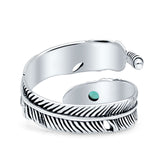 Adjustable Feather Thumb Ring Boho Fashion Oxidized Solid 925 Sterling Silver