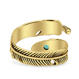 Adjustable Feather Thumb Ring Boho Fashion Oxidized Solid 925 Sterling Silver