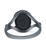 Oval Rope Beaded Oxidized Split Shank Turquoise Black Onyx Thumb Ring 925 Sterling Silver