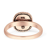 Cushion Cut Oxidized Twisted Rope Lab Created Thumb Ring 925 Sterling Silver