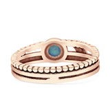 Crescent Moon Ring Round Turquoise Oxidized 925 Sterling Silver