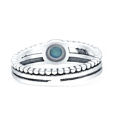 Crescent Moon Ring Round Turquoise Oxidized 925 Sterling Silver