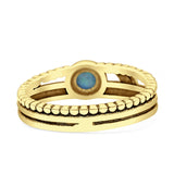 Crescent Moon Ring Round Turquoise Oxidized 925 Sterling Silver