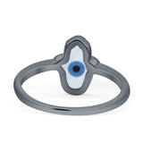 Hamsa Hand Evil Eye Ring 925 Sterling Silver