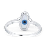 Hamsa Hand Evil Eye Ring 925 Sterling Silver