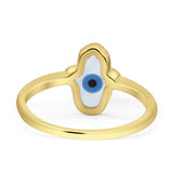 Hamsa Hand Evil Eye Ring 925 Sterling Silver