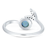 Mermaid Ring Fishtail Round Turquoise & Larimar Cubic zirconia 925 Sterling Silver