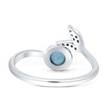 Mermaid Ring Fishtail Round Turquoise & Larimar Cubic zirconia 925 Sterling Silver