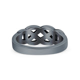 Infinity Celtic Oxidized Band Solid 925 Sterling Silver Thumb Ring (7mm)