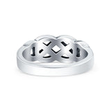 Infinity Celtic Oxidized Band Solid 925 Sterling Silver Thumb Ring (7mm)