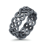 Celtic Oxidized Band Solid 925 Sterling Silver Thumb Ring (7mm)