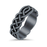 Celtic Oxidized Band Solid 925 Sterling Silver Thumb Ring (8mm)