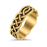 Celtic Oxidized Band Solid 925 Sterling Silver Thumb Ring (8mm)