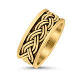Celtic Weave Crisscross Infinity Oxidized Band Solid 925 Sterling Silver Thumb Ring (8mm)