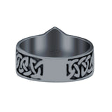 Celtic Pentagram Star Oxidized Band Solid 925 Sterling Silver Thumb Ring (15mm)