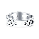 Claddagh Ring Oxidized Band Solid 925 Sterling Silver Thumb Ring (8mm)