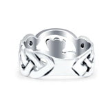 Claddagh Ring Oxidized Band Solid 925 Sterling Silver Thumb Ring (10mm)