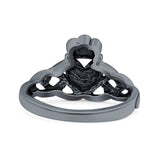 Celtic Knot Heart Oxidized Band Solid 925 Sterling Silver Thumb Ring (11mm)