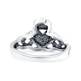 Celtic Knot Heart Oxidized Band Solid 925 Sterling Silver Thumb Ring (11mm)