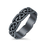 Celtic Oxidized Band Solid 925 Sterling Silver Thumb Ring (5mm)
