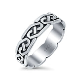 Celtic Oxidized Band Solid 925 Sterling Silver Thumb Ring (5mm)
