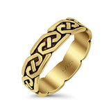 Celtic Oxidized Band Solid 925 Sterling Silver Thumb Ring (5mm)