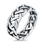 Celtic Crisscross Infinity Oxidized Band Solid 925 Sterling Silver Thumb Ring (9mm)