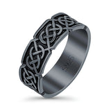 Celtic Oxidized Band Solid 925 Sterling Silver Thumb Ring (7mm)