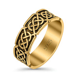 Celtic Oxidized Band Solid 925 Sterling Silver Thumb Ring (7mm)