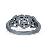 Celtic Heart Ring Oxidized Band Solid 925 Sterling Silver Thumb Ring (9mm)