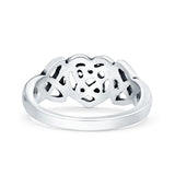 Celtic Heart Ring Oxidized Band Solid 925 Sterling Silver Thumb Ring (9mm)