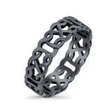 Celtic Ring Oxidized Band Solid 925 Sterling Silver Thumb Ring (6mm)