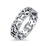 Celtic Ring Oxidized Band Solid 925 Sterling Silver Thumb Ring (6mm)