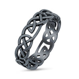 Celtic Ring Oxidized Band Solid 925 Sterling Silver Thumb Ring (5mm)