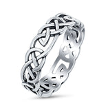 Celtic Ring Oxidized Band Solid 925 Sterling Silver Thumb Ring (5mm)
