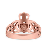 Claddagh Oxidized Band Solid 925 Sterling Silver Thumb Ring (11mm)
