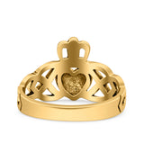 Claddagh Oxidized Band Solid 925 Sterling Silver Thumb Ring (11mm)