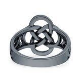 Celtic Ring Oxidized Band Solid 925 Sterling Silver Thumb Ring (10mm)