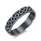 Celtic Oxidized Band Solid 925 Sterling Silver Thumb Ring (5mm)